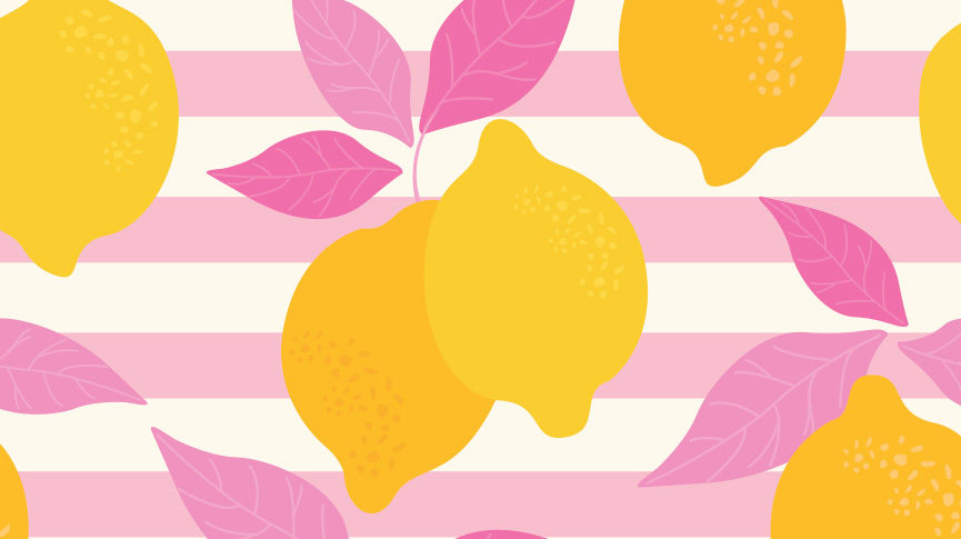 Lemons with pink leaves