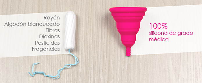 Los tampones contienen materiales que no son tan seguros como la silicona de grado médico de las copas menstruales Lily Cup